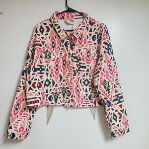 Savanna Jane Jacket L Women’s Rhinestone Jean Festival boutique Colorful New